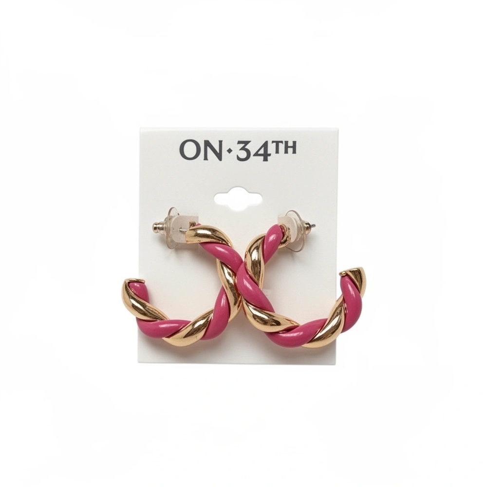 On 34th twisted pink hoops